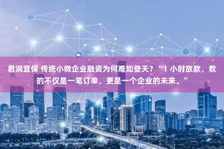 君润宜保 传统小微企业融资为何难如登天？“1 小时放款，救的不仅是一笔订单，更是一个企业的未来。”